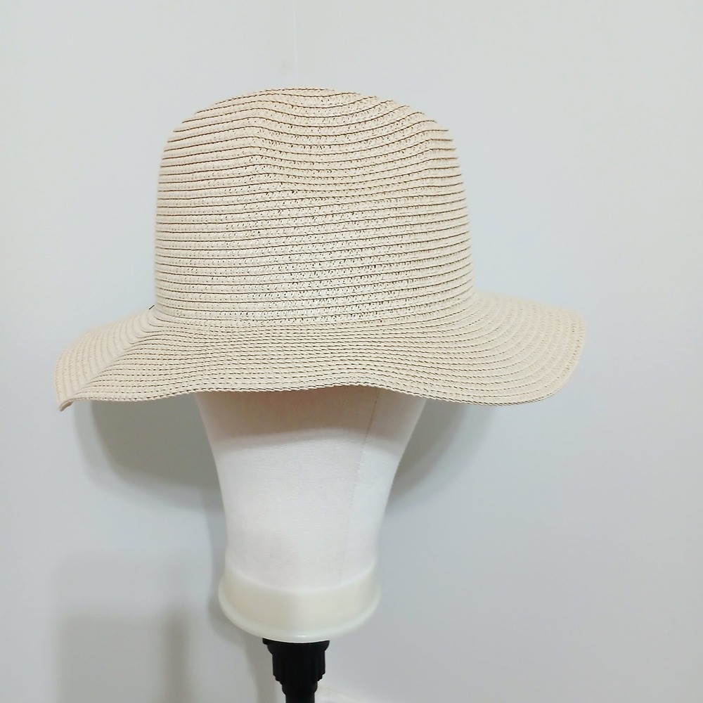 Nanrton Unisex Woven Straw Sun Hat Cream Wide Brim Fedora NWOT